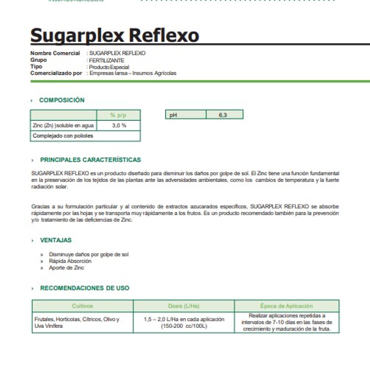 IANSAGRO - Fertilizante Sugarplex Reflexo 1 l - Empresas Iansa