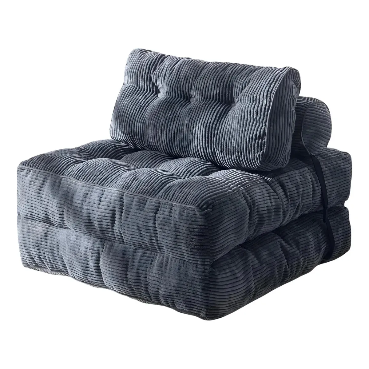 GENERICO - Sofa Cama Puff Plegable 155x81 cm Acolchado Butaca Convertible Gris