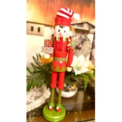 DULCE RESPLANDOR - CASCANUECES MADERA NAVIDAD 38 CM ELFO REGALOS