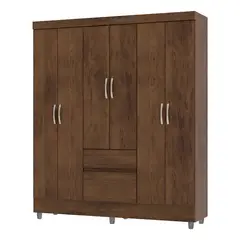 GENERICO - Closet 6 Puertas 2 Cajones Melamina Marron 183x160 cm Dormitorio
