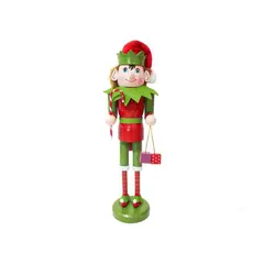 GENERICO - Cascanueces Navideño De Madera Diseño Duende Elfo 39cm
