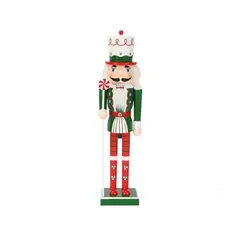 GENERICO - Cascanueces Navideño De Madera Diseño Bastón De Caramelo 39cm