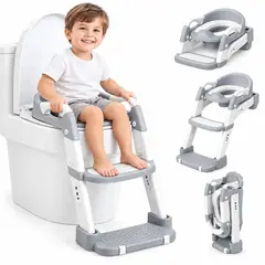 EVERSO - Pelela Infantil 3 En 1 Asiento Adaptador Escalera Baño Niños Gris
