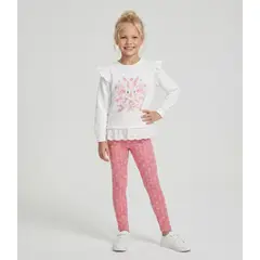 LIMONADA - Conjunto polera y calza niña L11221271903 crudo
