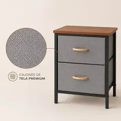 GENERICO - Mesa De Noche Con 2 Cajones Y Cubierta De Madera 53 Cm