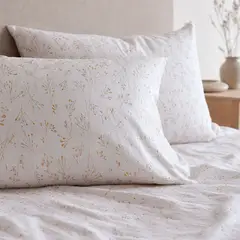 L LARENTIA - Juego De Sabanas 2 Plazas 180 Hilos + 2 Fundas Almohadas Blanco Mostaza