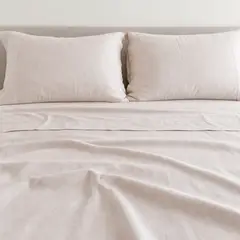 L LARENTIA - Juego De Sabanas 2 Plazas 180 Hilos + 2 Fundas Almohadas Beige