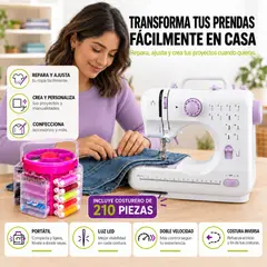 MOVI - Kit Máquina De Coser Portátil 12 Diseños De Puntada Con Costurero Circular