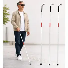 GENERICO - Pack De 3 Bastones Blancos Plegables De Aluminio Para Personas Con Discapacidad Visual Blanco