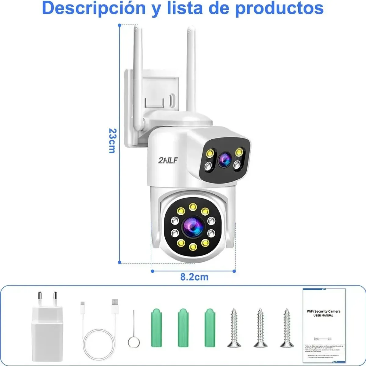 2NLF - 2nlf® 10MP Cámara De Seguridad Exterior Wifi ip 360° vigilancia Dual Lente IP66
