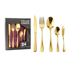 YOLIKITCHEN - Juego de Cubiertos 25 Piezas Acero Inoxidable para 6 Personas Caja Regalo