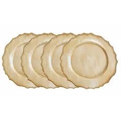 HERRERA MAISON - Set de 4 Platos Navidad Base Puntos