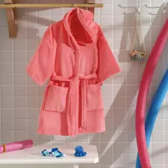 DOHLER - Bata de baño con capucha para niños Rosa - Döhler
