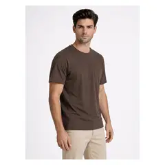 PIERO BUTTI - Polera Cuello Redondo Regular Fit Café