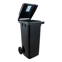 REYPLAST - Basurero Contenedor Industrial 120 Litros Con Tapa Y Ruedas Marca Gris Oscuro Tapa Verde Oscuro