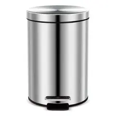 TAUMM - Basurero Papelero Pedal 8 Lts Acero Inoxidable - Cukin Plateado