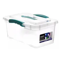 WENCO - Caja Organizadora Con Tapa Y Manilla 6 Lts. Transparente Liso