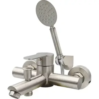 TAUMM - Llave Monomando Tina Ducha Acero Inoxidable Moderna Plateado