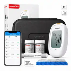 YUWELL - Glucómetro 582 Smart con Bluetooth y Voz Guiada + 50 Tiras + 50 Lancetas |