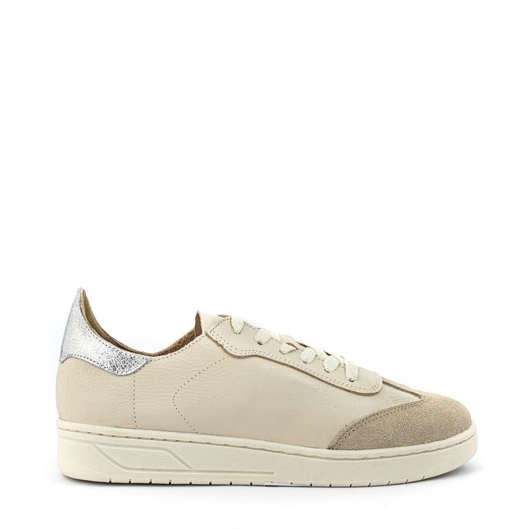Zapatilla cote cuero blanco crudo