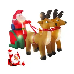 GENERICO - Inflable Navideño Papá Noel Con Renos Y Trineo Luz Led 2.4m