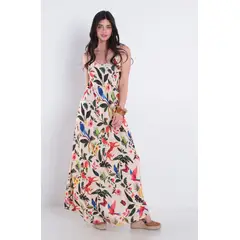 WADOS - VESTIDO ESTAMPADO SIN MANGA ESCOTE V
