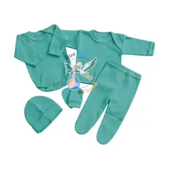 GENERAL - Ajuar 5 Piezas Liso Talla Prematuro Crema