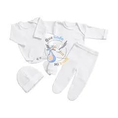 GENERAL - Ajuar 5 Piezas Liso Talla Prematuro Crema