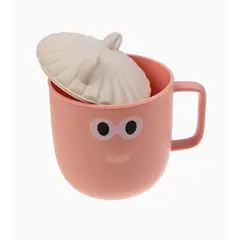 GENERICO - Vaso Plástico Infantil con Tapa de Concha y Asa Rosado 9.5 cm