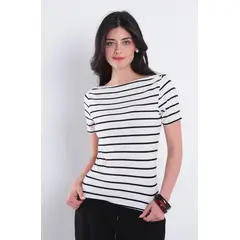 WADOS - POLERA LISTADA MANGA CORTA ESCOTE BOTE