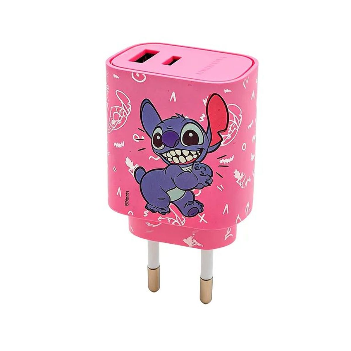 DISNEY - Cargador Rápido Certificado SEC Disney Stitch Rosa 20W con Cable USB-C