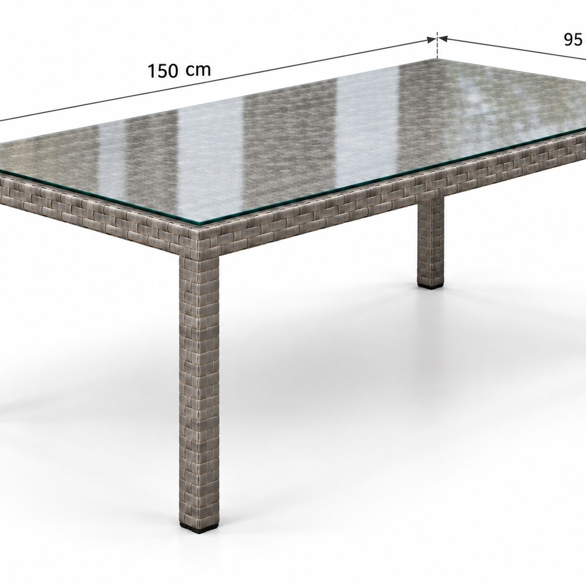 MUEBLES LA TERRAZA - Comedor de Terraza Rattan Gris 150x95 cms