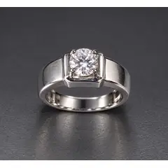 GENERICO - Anillo Solitario Plata 925 Circón 6 mm - Talla 19 - UNISEX