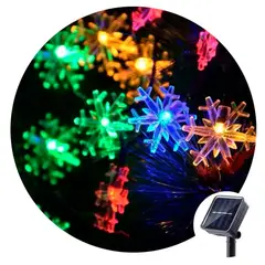 IRM - Luces Solares Navidad Arbol Y Copo Nieve Tira 20 LED Multicolor Exterior Ideal Jardin Terraza Balcon