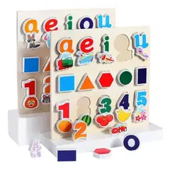 GENERICO - Rompecabezas de Madera 3D para Aprender Letras y Números