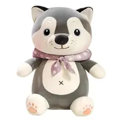 GENERICO - Peluche de Perro Kawaii con Bufanda 48 cm Color Blanco