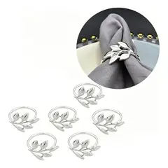 GENERICO - Set de 6 Anillos para Servilleta con Diseño de Ramitas