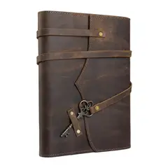 FRANZ MOSSI - Cuaderno Diario Agenda De Cuero Genuino A5 con llave
