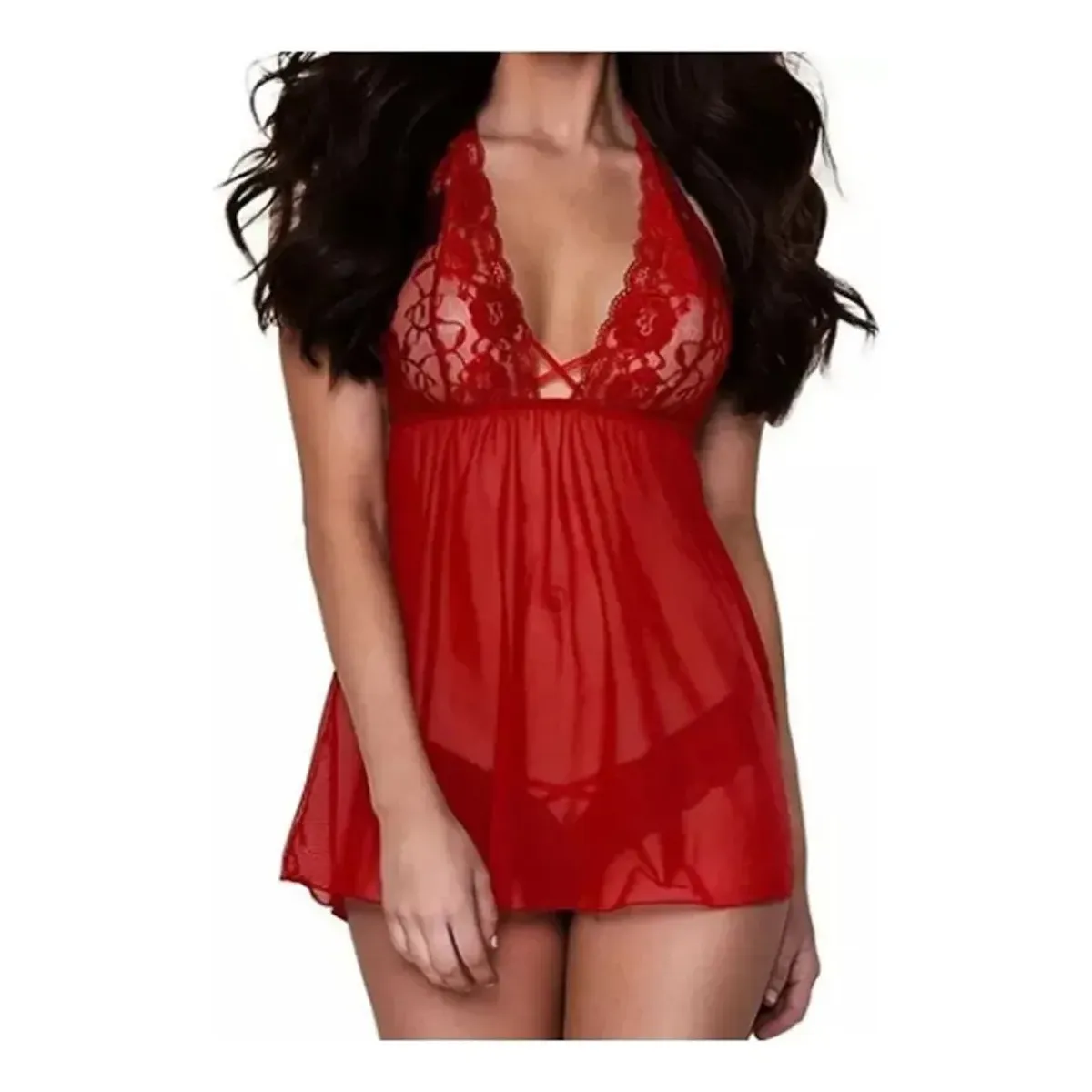 HALMAN - Babydoll Camisola Erótica Encaje Vestido Lencería Erótica