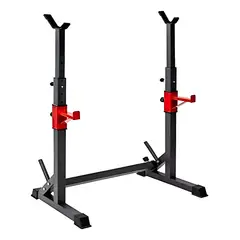 GENERICO - Rack para Sentadillas Ajustable Soporte de Barra Olimpica y Preolimpica Negro