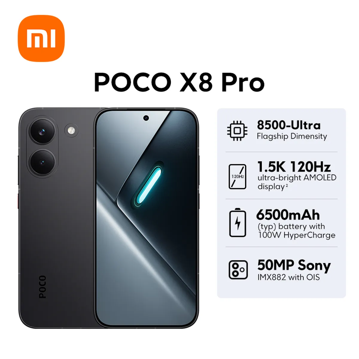 XIAOMI - Celular Xiaomi POCO X8 Pro 8+512 Dimensity 8500-Ultra Batería de 6500 mAh 50 MP Sony IMX882 con OIS