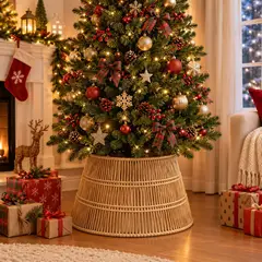 GENERICO - Faldón Para Árbol De Navidad Mimbre Tejido 61 Cm Decorativo