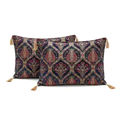 TURKUAZ - Pack de 2 Almohadones Tulipanes Azul oscuro