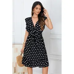 LIKE SHOP - Vestido Corto Mujer Cruzado Con Puntos Manga Corta 3550