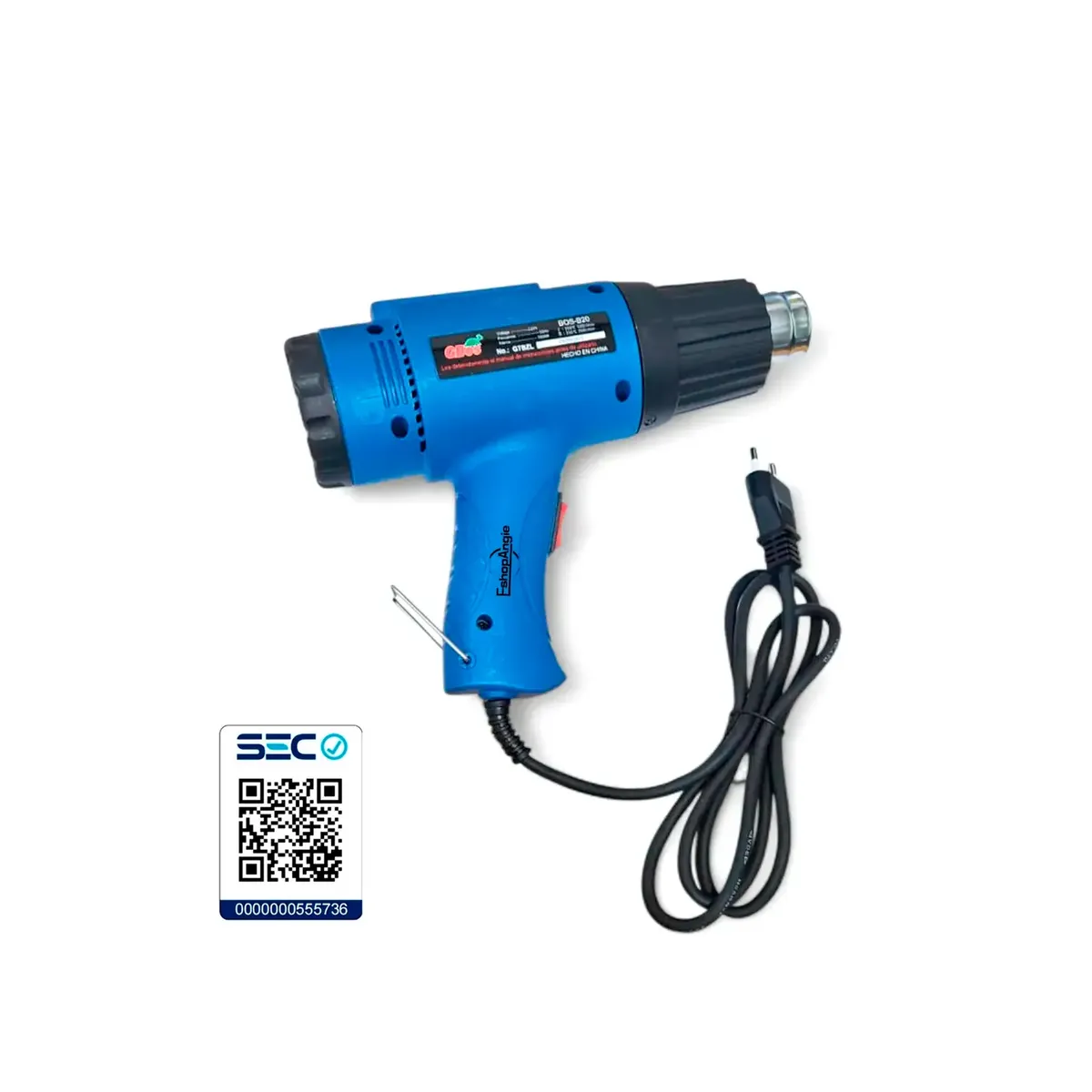 ZELVION - Pistola De Calor Electrica 1500w Aire Caliente Azul