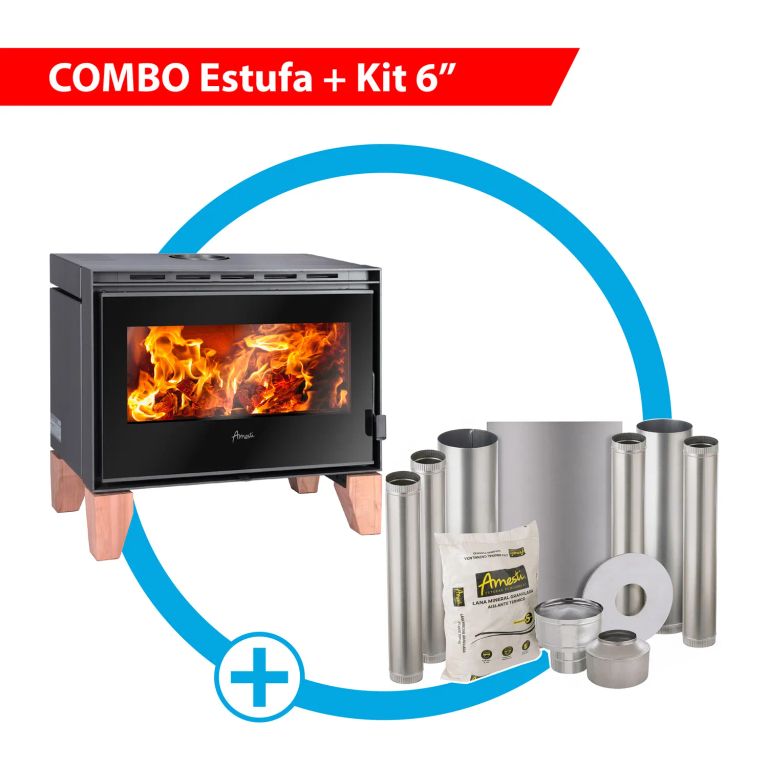 Combo Chimenea a leña Palladio Wooden + Kit Instalación 6"
