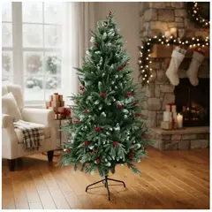 GENERICO - Arbol De Navidad Nevado Con Frutos Rojos A Elegir Tamaño