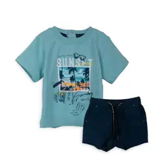 PILLIN - Conjunto Bebé Niño Estampado Celeste