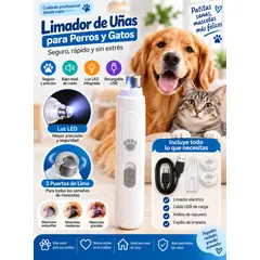 GENERICO - Limador Eléctrico Uñas Perros Gatos Recargable Usb Luz Led