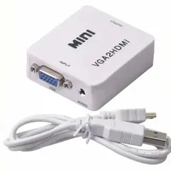 GENERICO - Conversor Adaptador VGA a Hdmi 1080p Full Hd + Audio